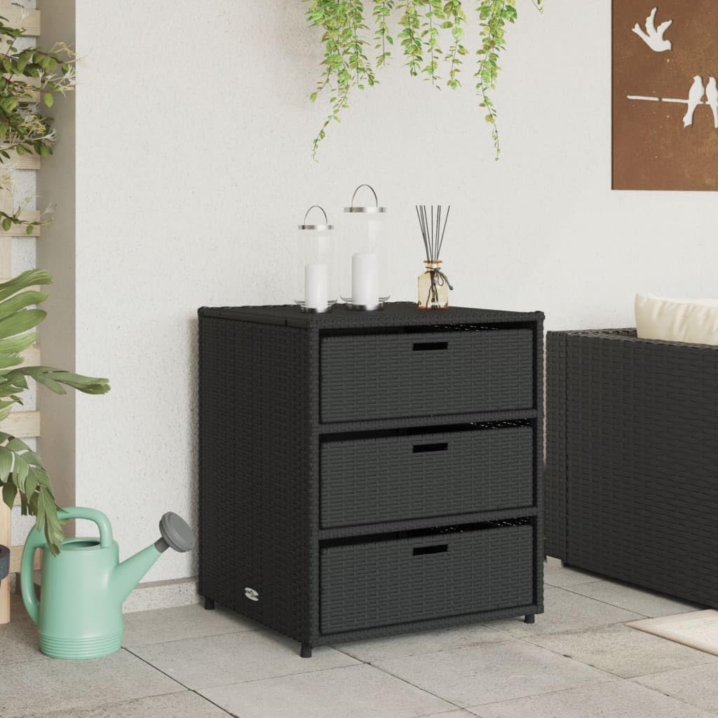 Gecheer Patio Storage Cabinet, Outdoor Storage Cabinet Garden Storage Shed, Weather Resistant, for Yard and Patio Black 21.7" x 23.2" x 27.2" Poly Rattan - Easy Assembly