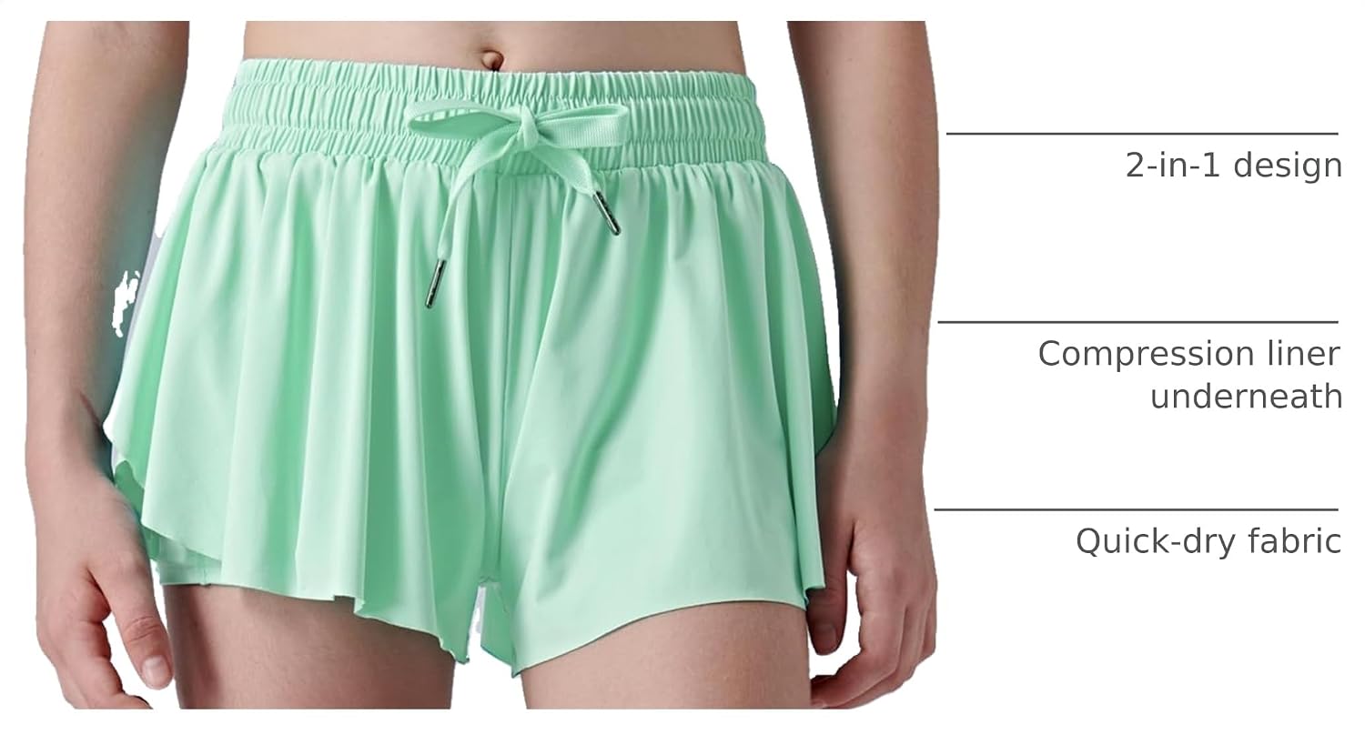 Youth Girls Flowy Shorts Spandex Liner