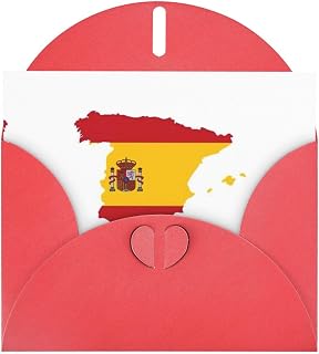 Spanish Flag Map Print Greeting Cards 6x4 Inch Pearl Paper Cards With Envelopes,For Birthday Wedding Sympathy