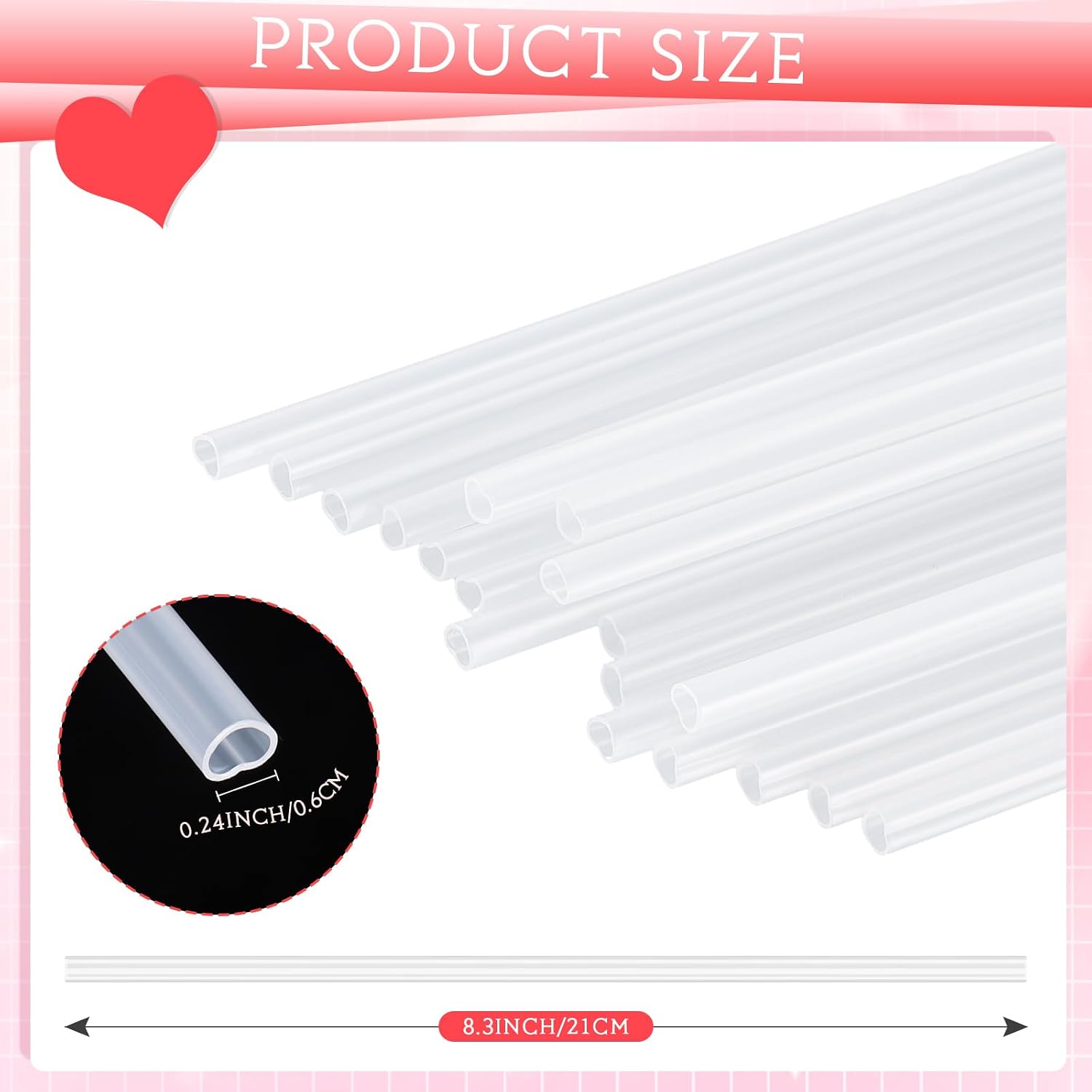 Zopeal 100 Pcs Heart Shaped Straws, Clear image 2