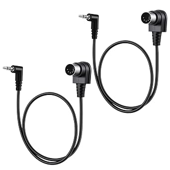 2 Pack MIDI Cables 3.5mm MIDI Cable Angled MIDI-to 3.5mm Straight TRS Cable TRS Stereo Male Jack to 5 Pin Din Plug Converter Cord Audio Cables for Tight Space 1.64ft/50cm