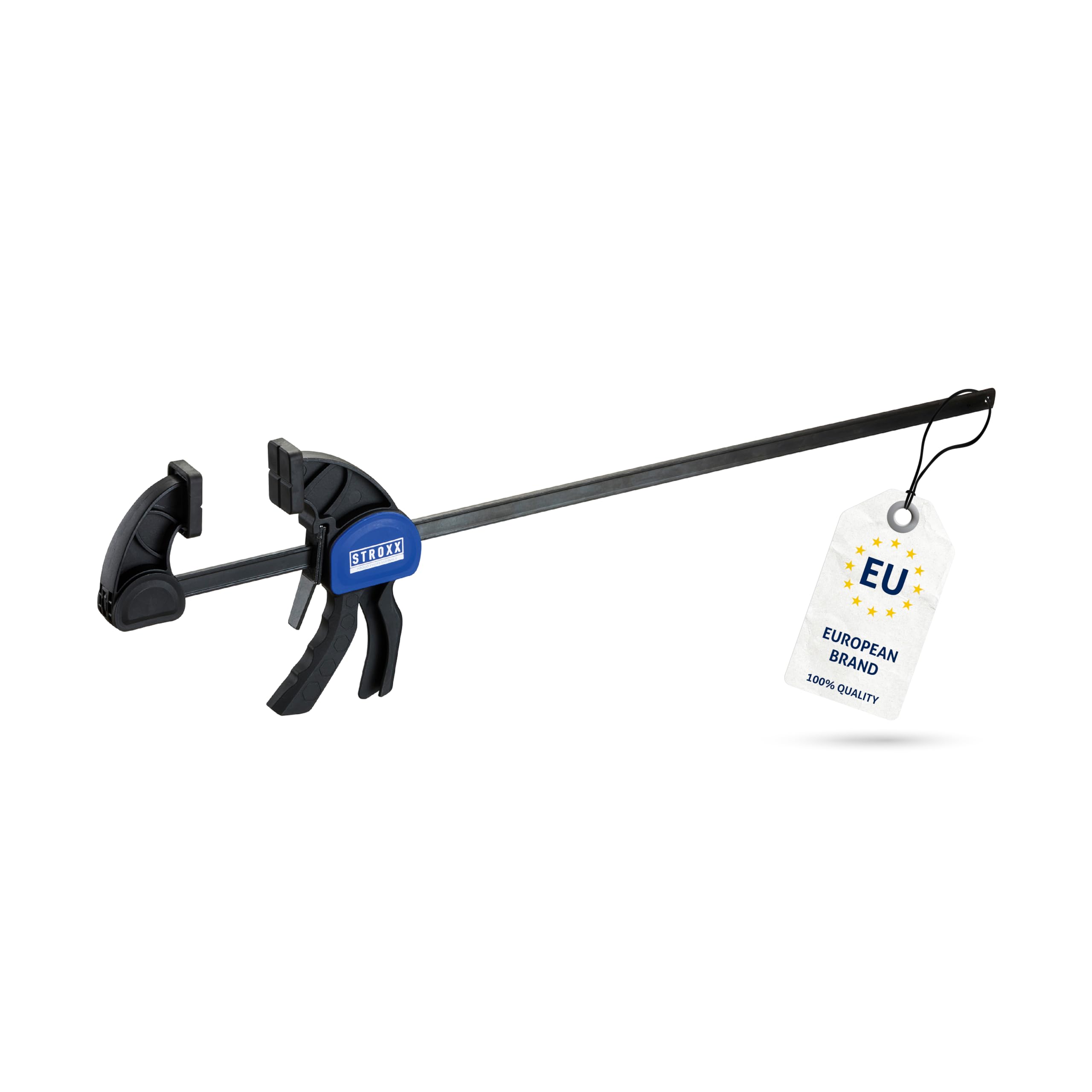 STROXX® 1x Einhandzwinge |Spannweite: 600mm| Klemmkraft je Zwinge: 159 Kg | Schraubzwinge | Spanner | Zwinge | Einhandzwinge | mit Gummipads und Quick Release Funktion