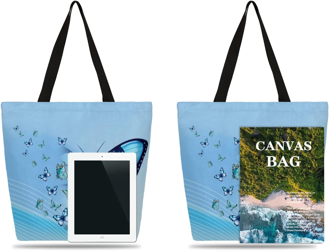 Canvas Tote Bag for Women Casual Grocery Shopping Shoulder Handbag image 3