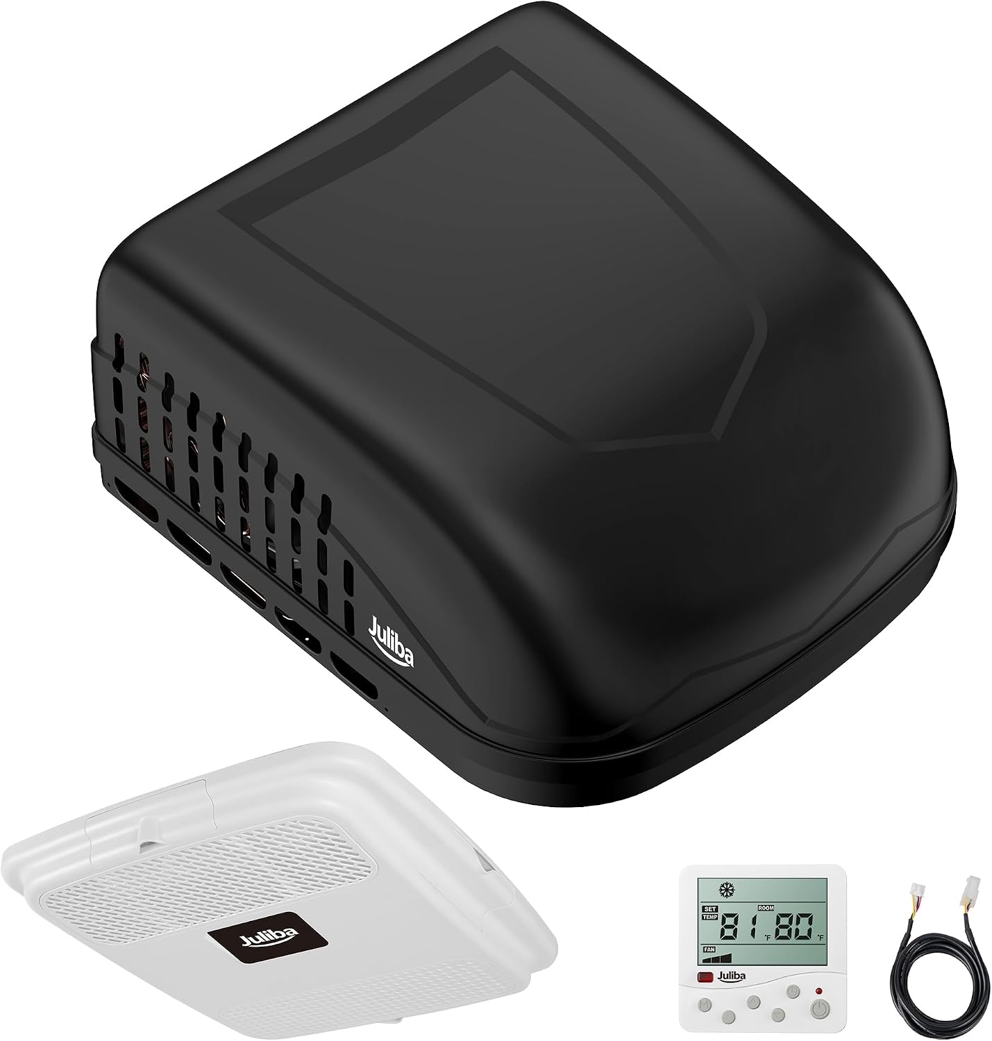 Rooftop RV AC Unit 18000 BTU, RV Air Conditioner with Heat Pump 110-120V Non-Ducted, Camper AC Unit Cooling & Heating, RV AC for Travel Trailer, Fifth Wheel, Food Truck, Black