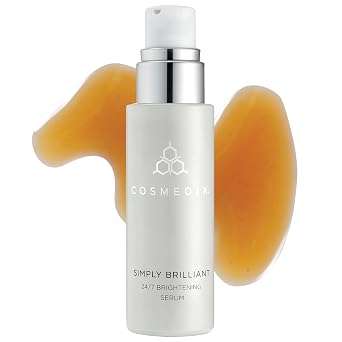COSMEDIX Simply Brilliant 24/7 Brightening Face Serum - Firming Skin Care | Exfoliating Facial Serum for Fine Lines, Wrinkles & Uneven Skin Tone - Skincare for Brighter-Looking Skin & Natural Glow