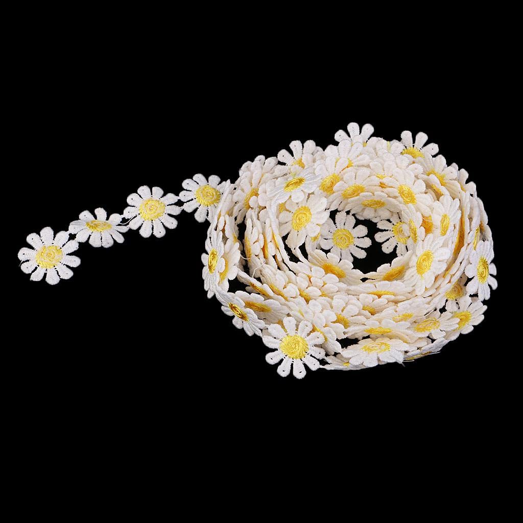 MERISHOPP® 3 Yards 25mm Daisy Embroidery Lace Trim Applique Ribbon Sewing Yellow|Crafts|Multi-Purpose Craft Supplies|Crafting Pieces|Ribbon 4