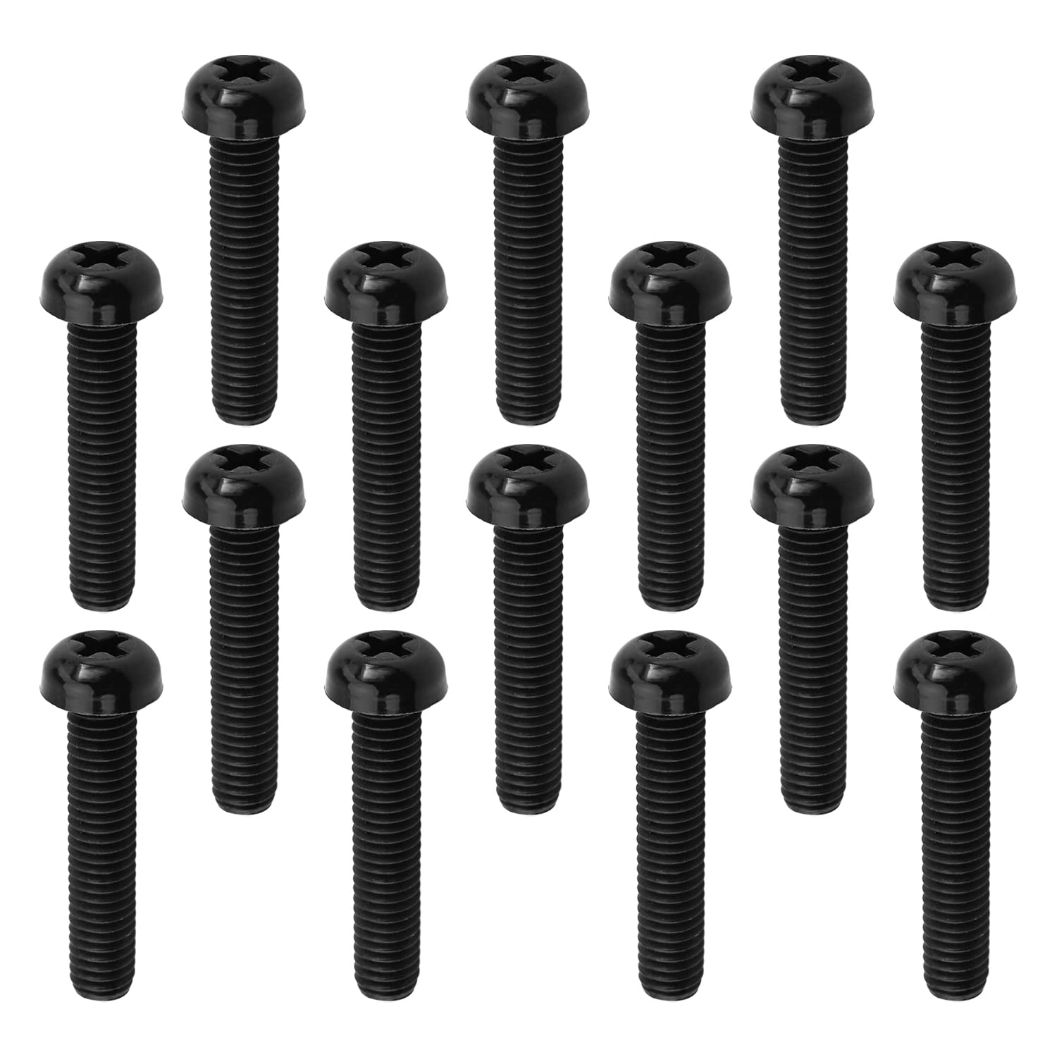 M6x30mm Nylon Cross Pan Head Bolts Phillips Machine Screws Full Threaded Cross Drive Screws Hardware Fitting Fastening Black 50Pcs
