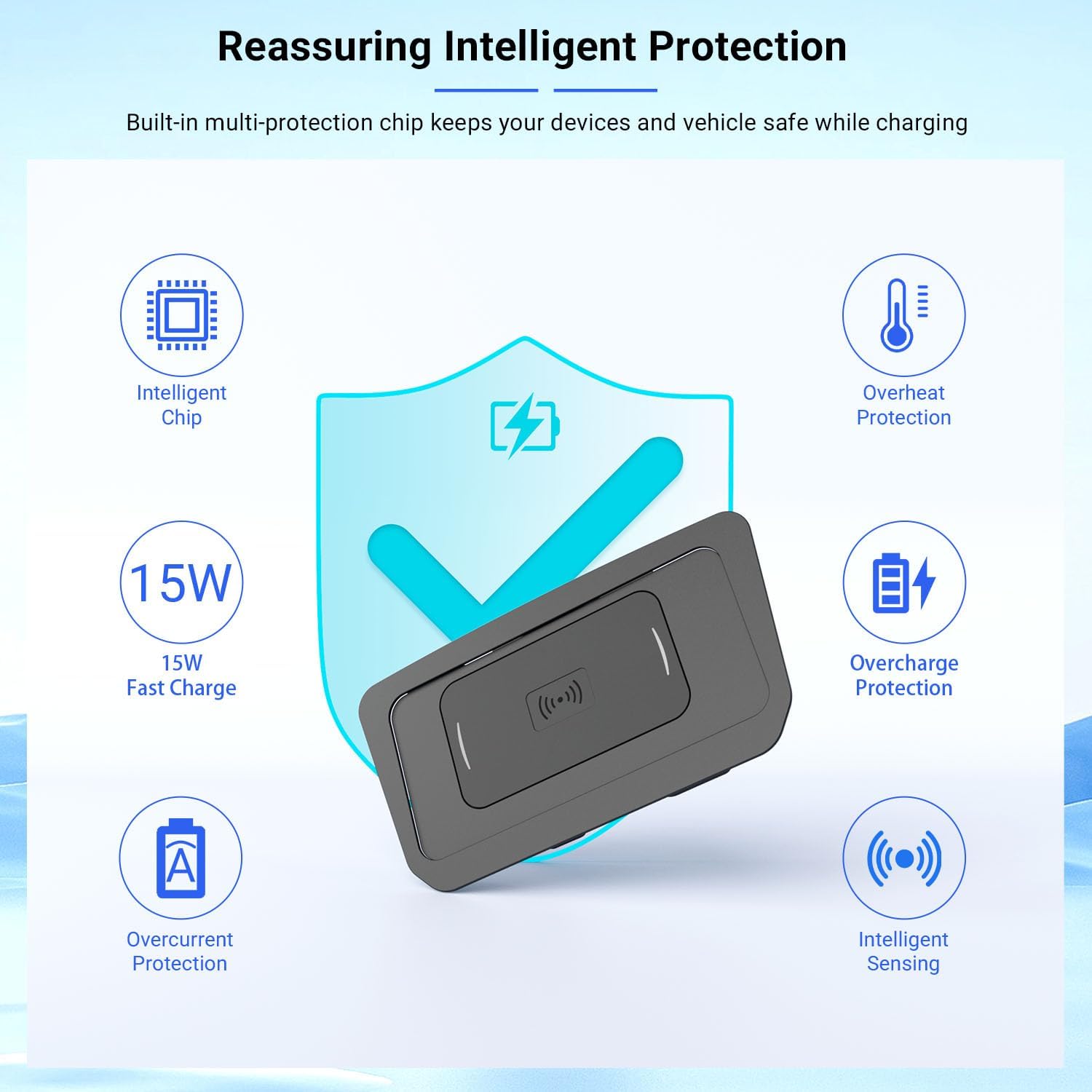 PTYYDS Wireless Charger Pad Compatible with 2021-2025 Ford Bronco 2/4-Door Wireless Charging Pad Replacement for 2021-2025 Ford Bronco Accessories