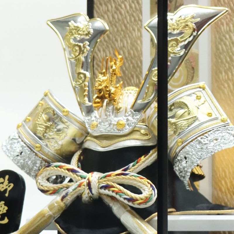 値下！即納！巾50cm 卓上極兜飾り 本格五月人形 ちりめん 龍虎堂製