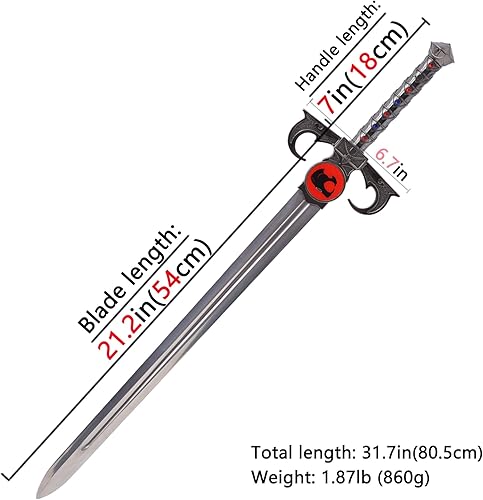 Miniatura 7 de sanshimoxing Thundercats - Espada de presagios de 48 pulgadas, espada de metal ojo de Thundera, ojo de tigre y gato de ThunderaTygra Cosplay anime