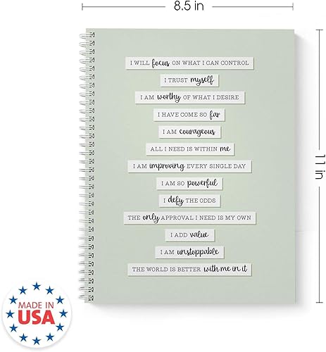 Miniatura 2 de Positive Self Talk - Cuaderno de espiral de 8.5 x 11 pulgadas, 120 páginas de seguimiento de bienestar, tapa blanda laminada brillante duradera,