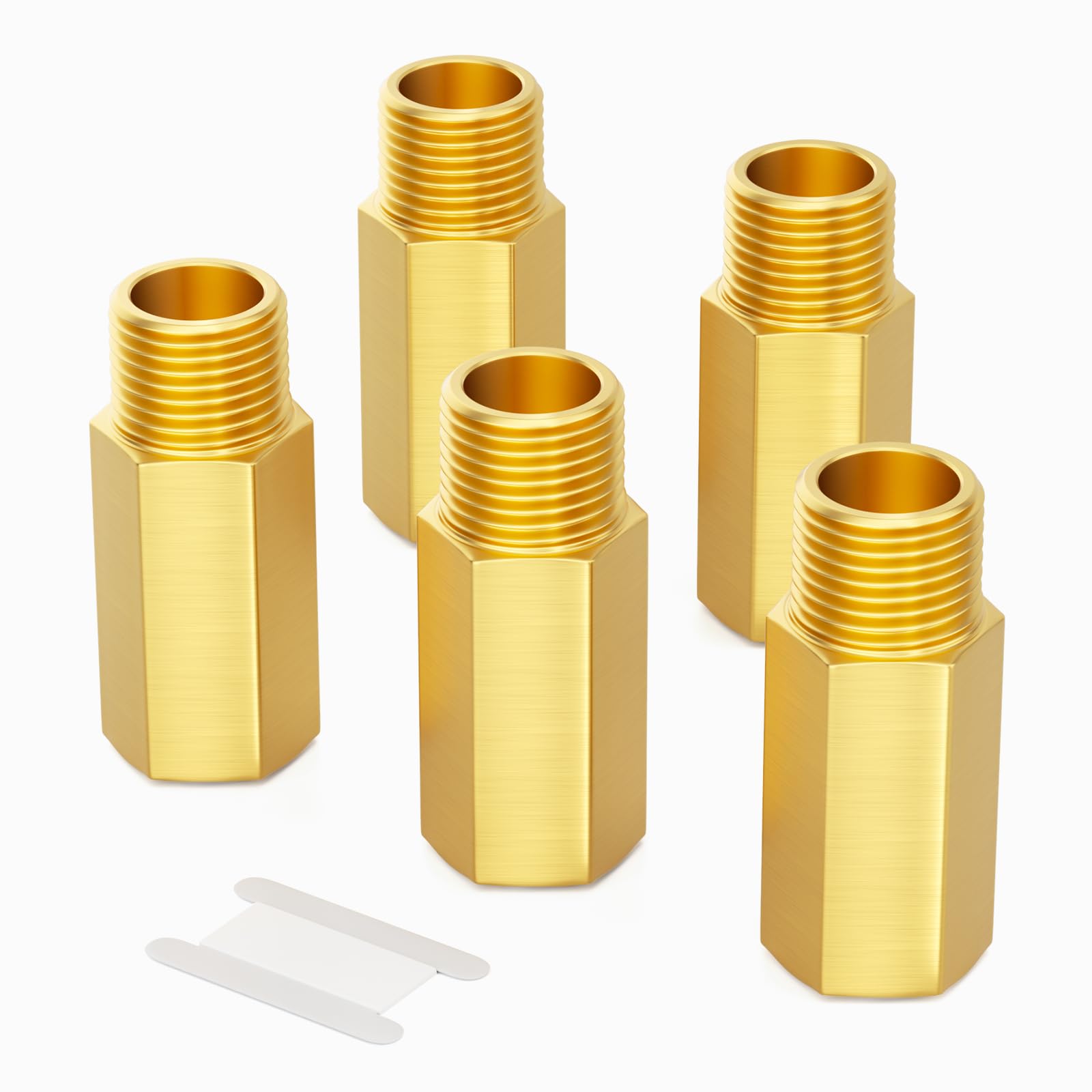 GASHER 5PCS 1/4" NPT (F x M) Brass Long Nipple 2" Length Pipe Fitting