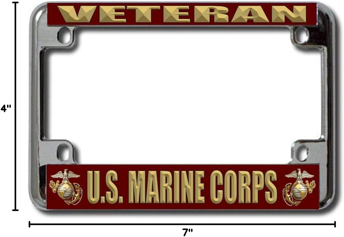 U.S. Marine Corps Veteran Chrome Motorcycle License Plate Frame
