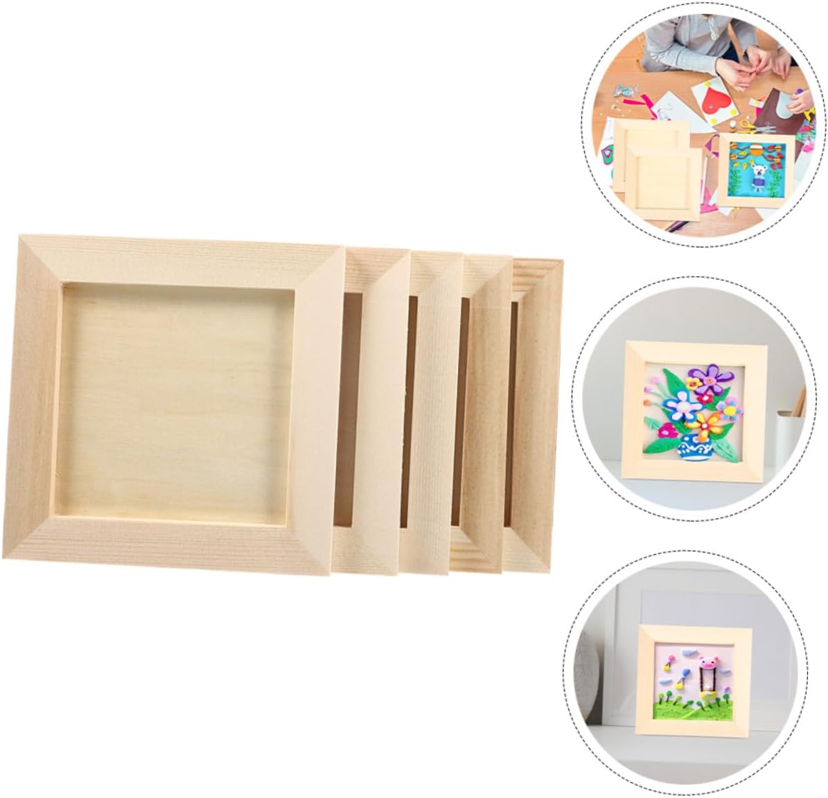 5pcs DIY Wood Clay Picture Frames 12x12cm for Children Painting