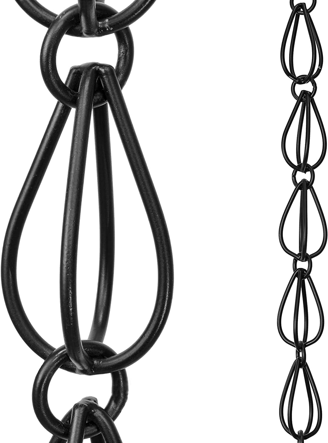 Monarch Rain Chains Aluminum Teardrop Black Rain Chains for Gutters – 8.5 ft Black Decorative Rainchain Outdoor Durable Heavy Duty Gutter Chain Downspout, Modern Rainchains for Outside