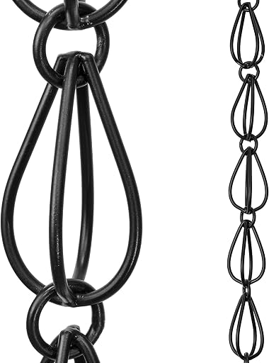 Monarch Rain Chains Aluminum Teardrop Black Rain Chains for Gutters – 8.5 ft Black Decorative Rainchain Outdoor Durable Heavy Duty Gutter Chain Downspout, Modern Rainchains for Outside