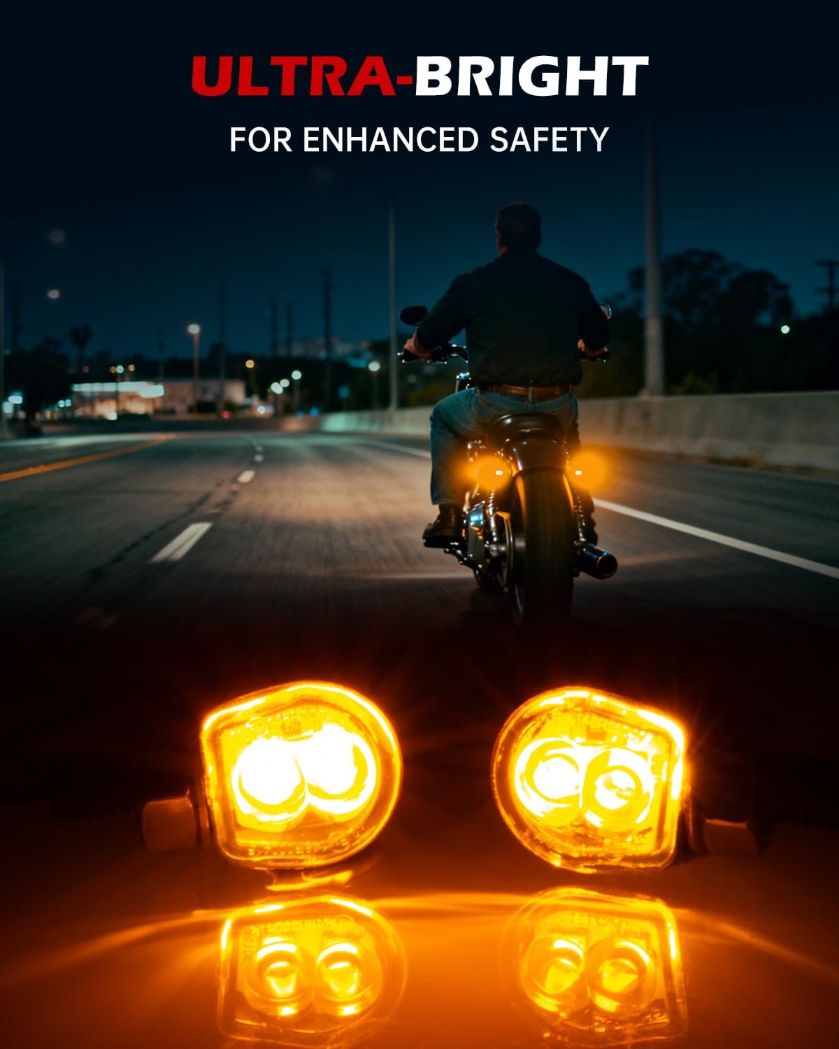 Small Motorcycle LED Turn Signals with Front Bracket, Mini Front Rear Blinkers Universal 12V Lights for Dirt Bike Ebike Street Sport Bike Bobber Cafe Racer Cruiser Motorbikes (Black-Smoke)