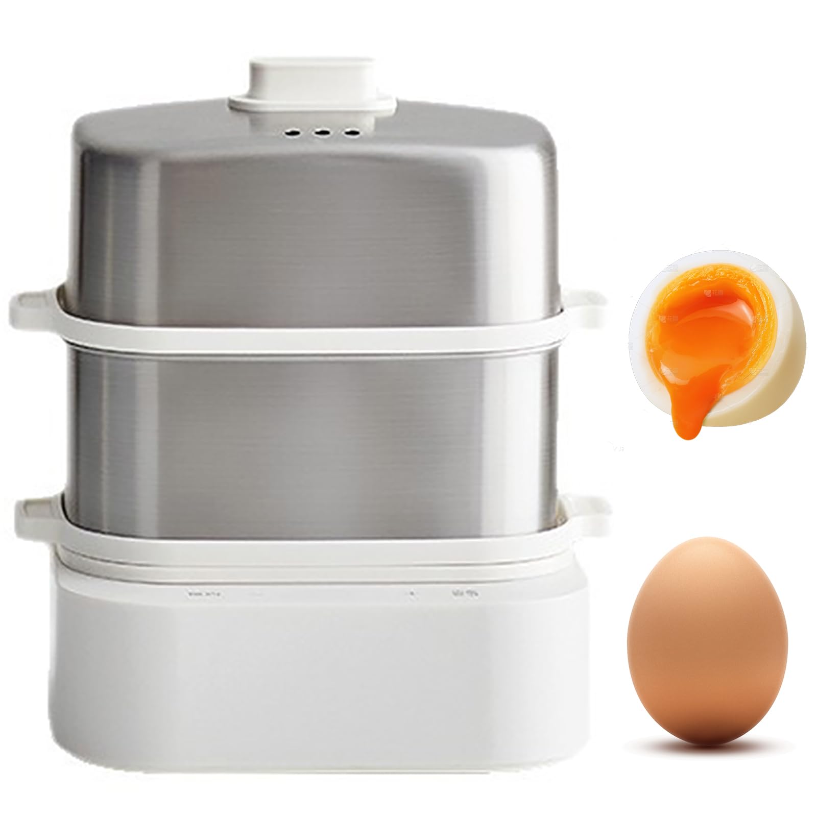 Cocedor De Huevos Inteligente, Hervidor De Huevos Con Recipiente Para Cocinar Al Vapor De Acero Inoxidable, 6 Modos, Reserva De 12 Horas, Bandeja De Agua Profunda De 350 Ml, Apagado Automático