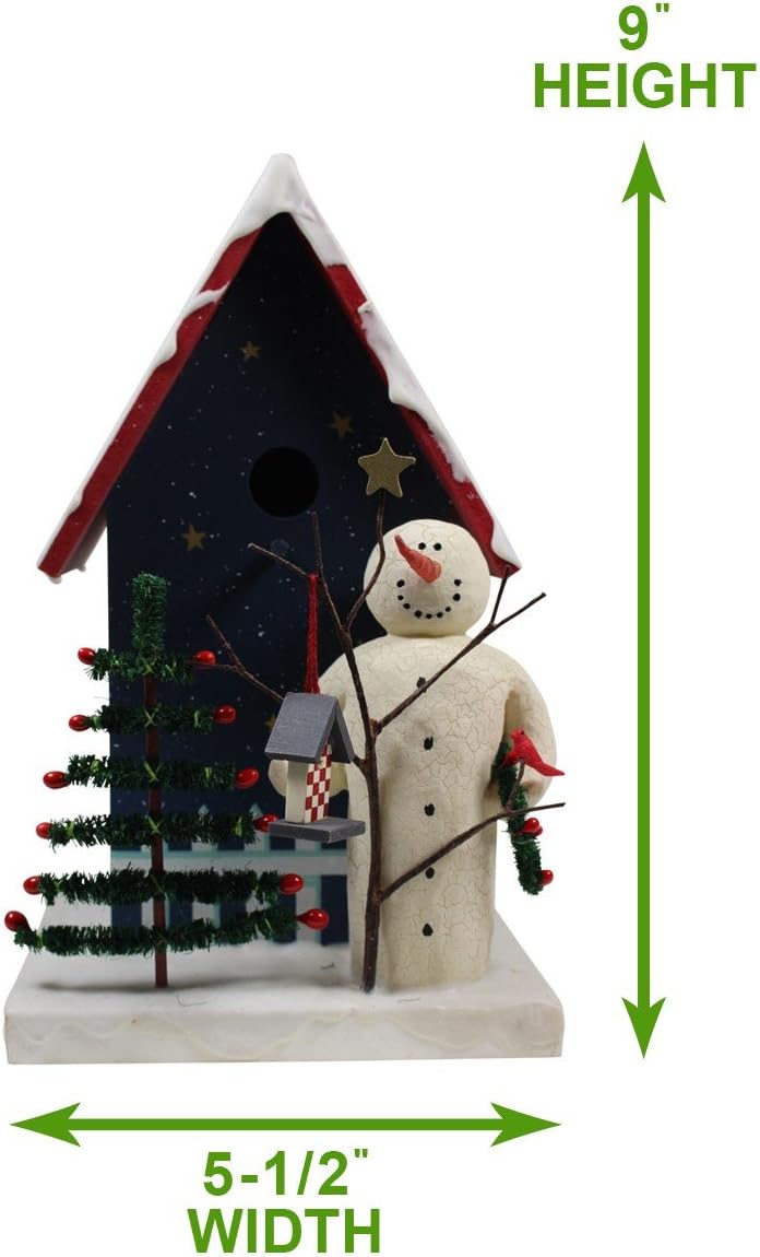 Christmas Decoration Birdhouse Blue Wooden 9" H x 5 1/2" W Holiday Winter Decor