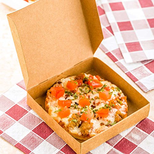 Restaurantware 3.5 x 3.5 x 0.8 Inch Pizza Boxes 100 Disposable Small Pizza Boxes - Durable Locks In Pizzas Cookies Or Party Favors Kraft Paper Tiny Pizza Boxes For Take Out Or Catering by Restaurantware - Image 3