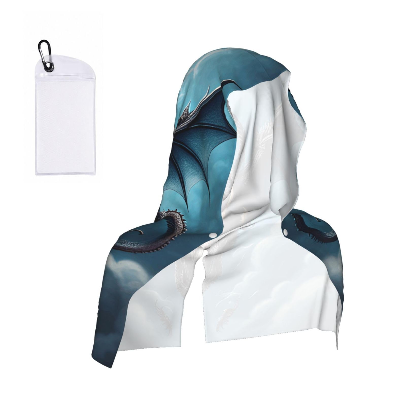 CNTDBU Flying Dragon Cooling Towel Hooded-Instant Chill Neck Cover for Sports, UV Cooling Rag for Running Gym