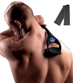 baKblade 2.0 PLUS Back Shavers for Men: The DIY Back Hair Shaver for Men with Safety Blade Technology & Ergonomic Handle, Wet or Dry Shaving (Extra Blades Included)