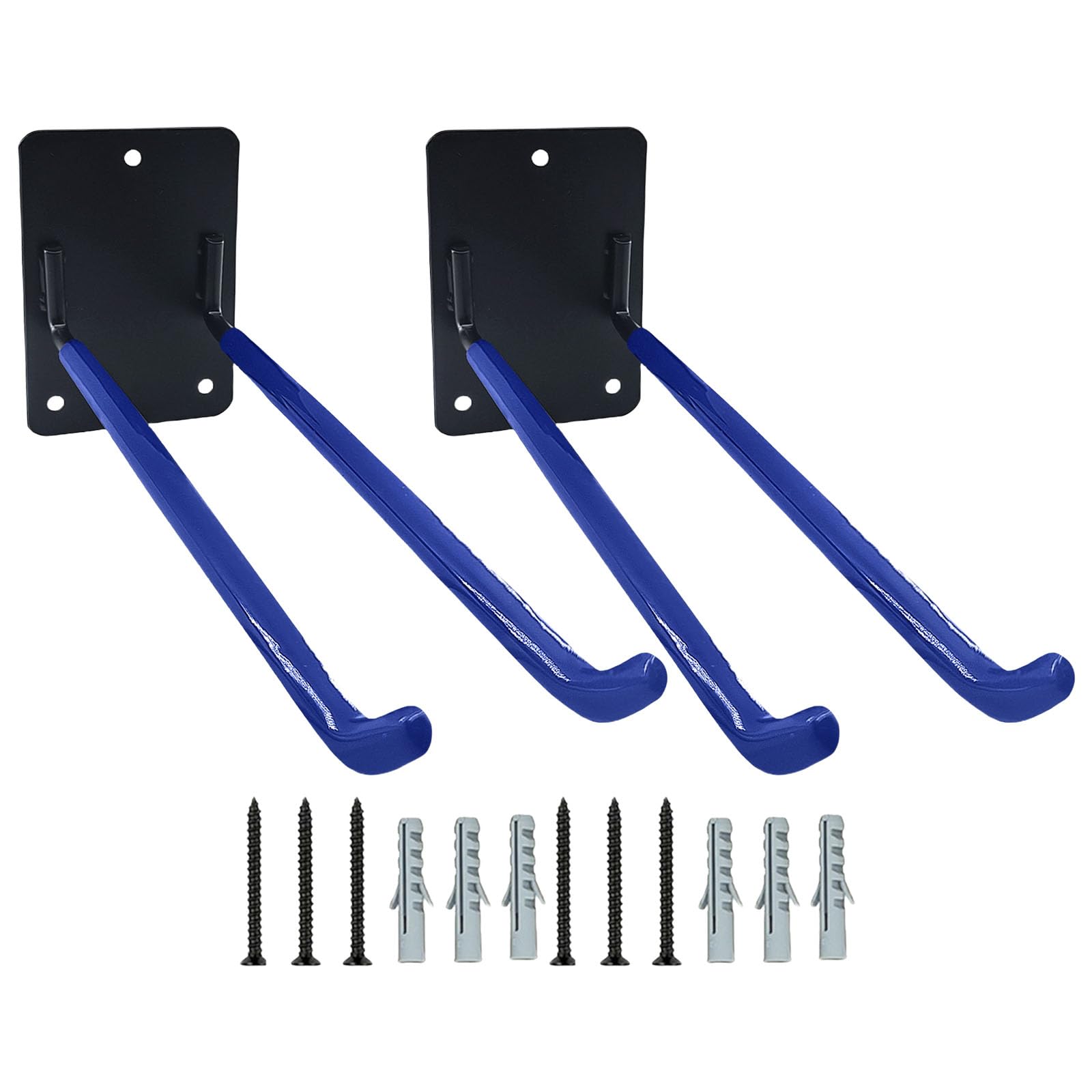 Montesy Pack of 2 Heavy Duty 10Inch Wall Mount Garage Hooks for Hanging Ladders Tires Tools with Rubber Coating and Iron Constru