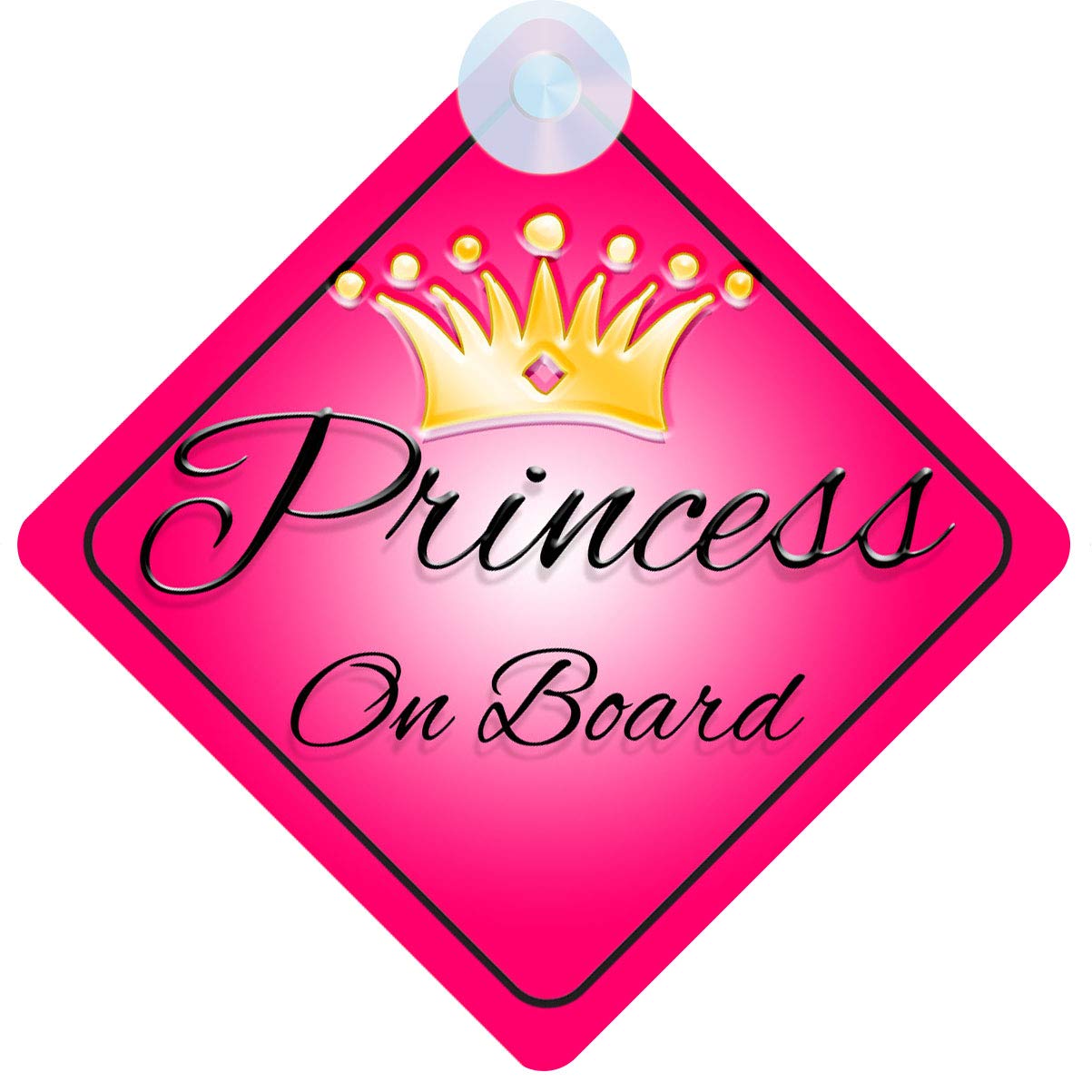 Qg Ltd Pink Princess On Board Car Sign - Princess 001 Design With Strong Suction Cup |