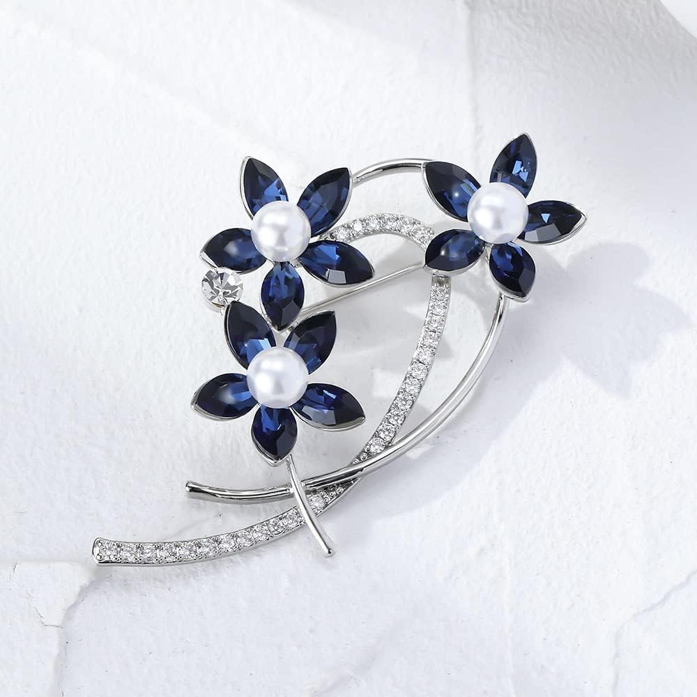 Flower Brooches for Women Girls Rhinestone Brooches Lapel Pins Hat Pins Birthday Gifts Jewelry Gifts for Mom Wife