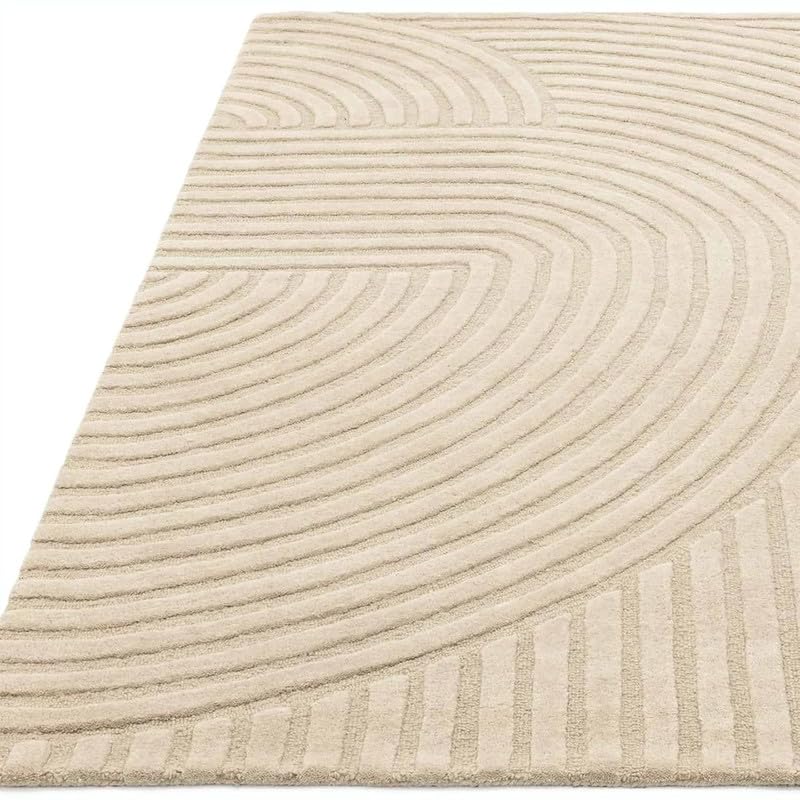 Image of Hand Tufted Modern Design Exported Collection High Low Pattern Wool Carpet for Living Room, Bedroom & Hall (Beige, 8 x 11 Feet)