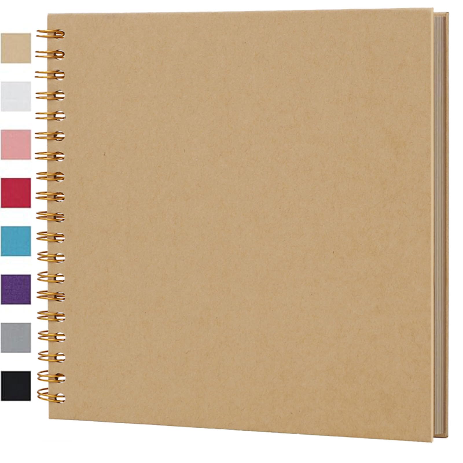 Ponping 25.5x25.5 cm DIY Scrapbook Album 40 Pages Hardcover Kraft Paper Scrap Book Photo Albums Memory Book for Wedding and Anniversary Family