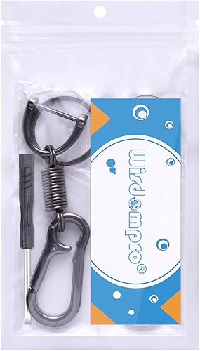 Miniatura 8 de Wisdompro Paquete de 2 llaveros de aleación de zinc resistente, llavero de automóvil con anillo en D antipérdida, llavero y destornillador para