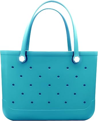 Rubber Beach Bag, Waterproof Travel Tote bag for Women Outdoor Summer Beach Tote Washable Bag Open Handbag for Daily