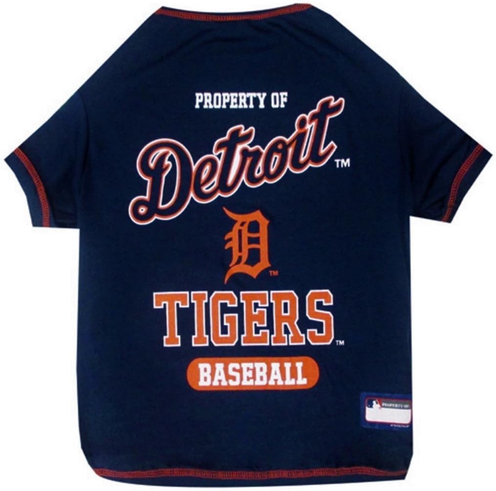 MLB Detroit Tigers Dog T-Shirt, Medium. - Licensed Shirt for Pets Team Colored with Team Logos. - Premium Stretchable Materials for The Comfort of Your Dog & cat.