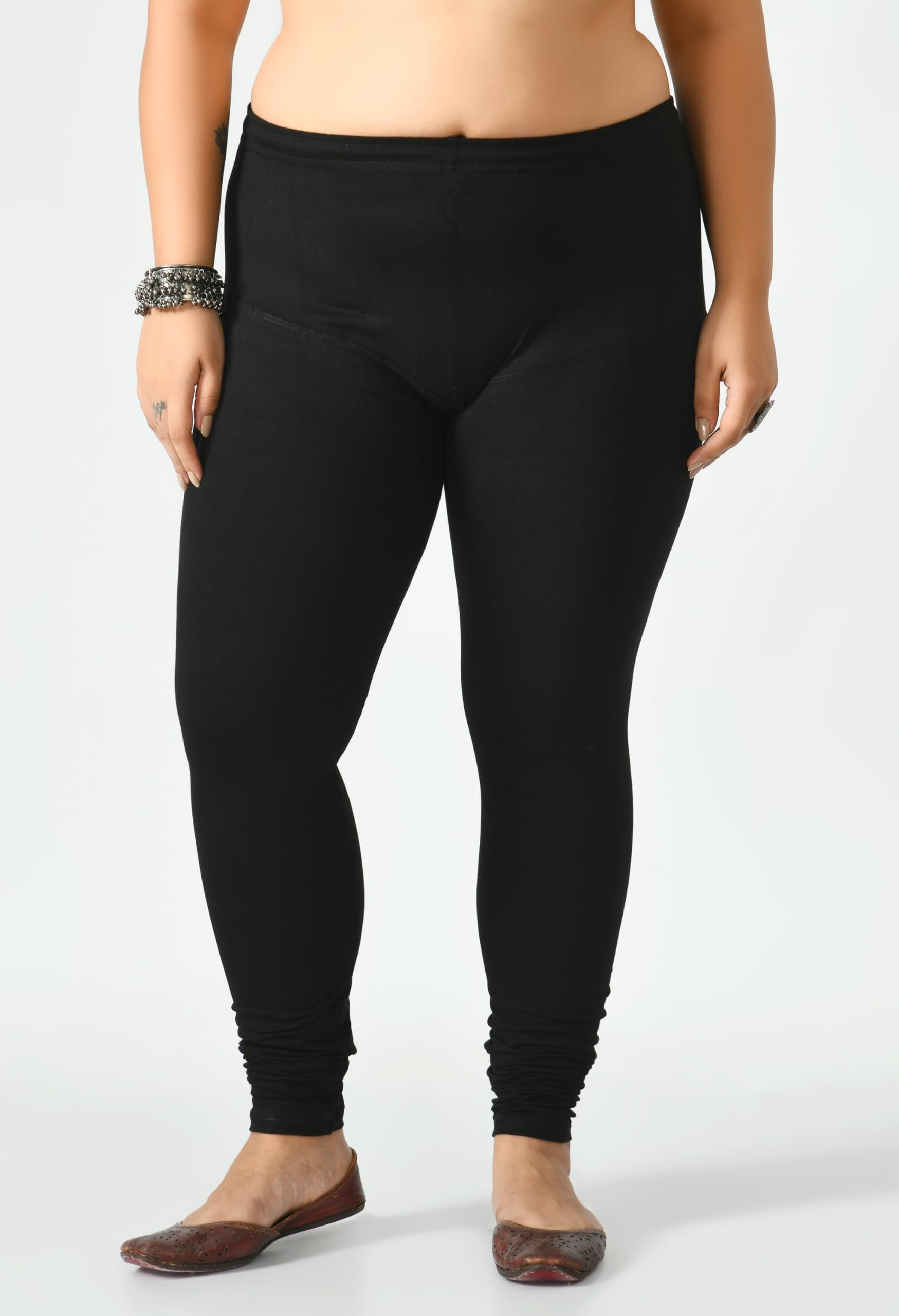 Women’s Plus Size Cotton Lycra Full Length Churidar Leggings with High Waist Full Elastic Waistband | Casual Ethnic Wear-picture-44