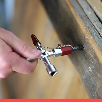Silver Four-in-One Radiator Key 4-Way Multifunctional Key, Universal Square Key, Control Cabinet Key,Meter Box Key, Triangular Key, utilities Key for Electric Water Gas Meter Box Cabinet Key