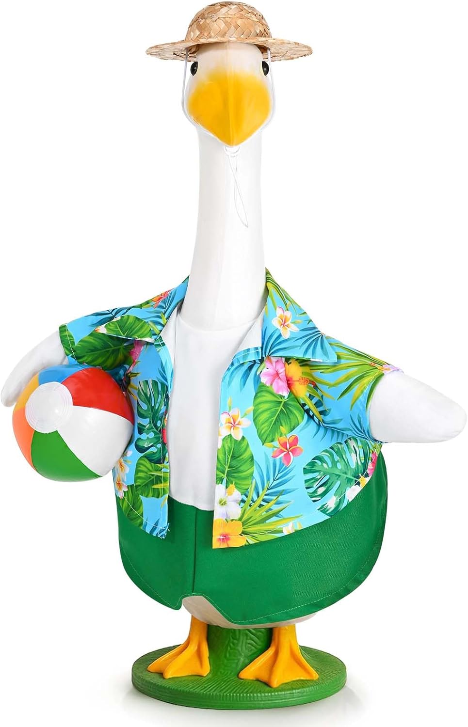 JcHrmers Summer Porch Goose Outfit Beach Porch Goose Clothes with Hat Sunglasses & Ball Fits 23" Cement Plastic Goose Statue for Outdoor Garden Yard Patio Lawn Art Decor