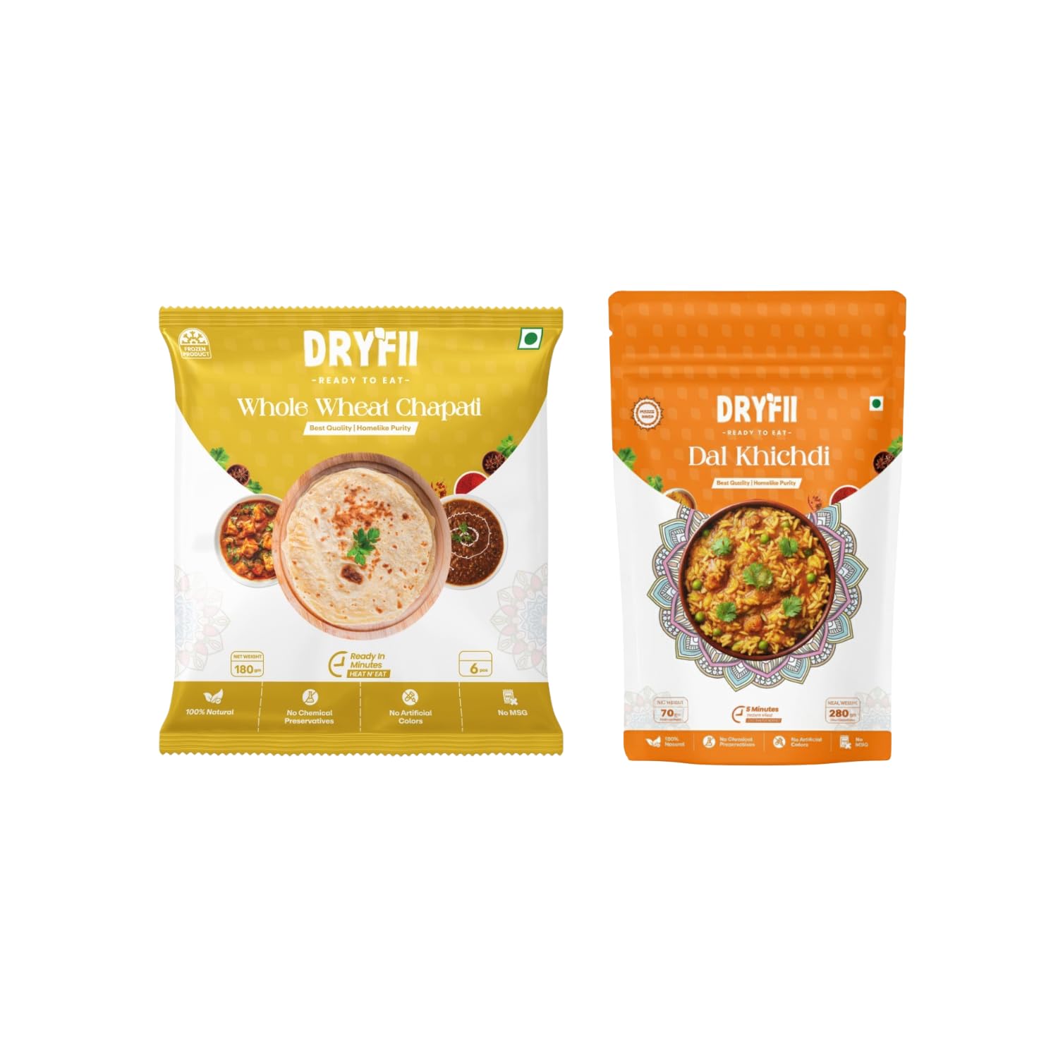 Dryfii Ready-to-Eat Chapati (6 Pcs | 1 Pack) with Dal Khichdi | Healthy Indian Veg Meal | High Protein & Fiber Instant Food | Light Travel Lunch & Dinner Pack | Pure Vegetarian-image-5