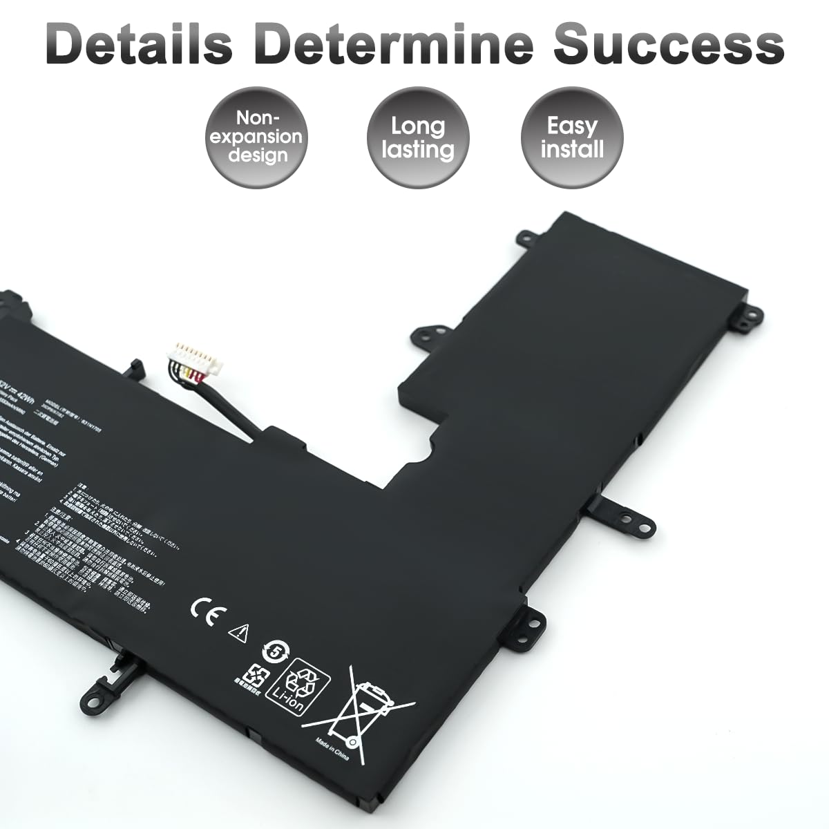 Batterie Compatible ASUS VivoBook Flip 14 TP410, ZenBook UX460UA – 11.52V, 42Wh – Réf. B31N1705, B31N1705-1