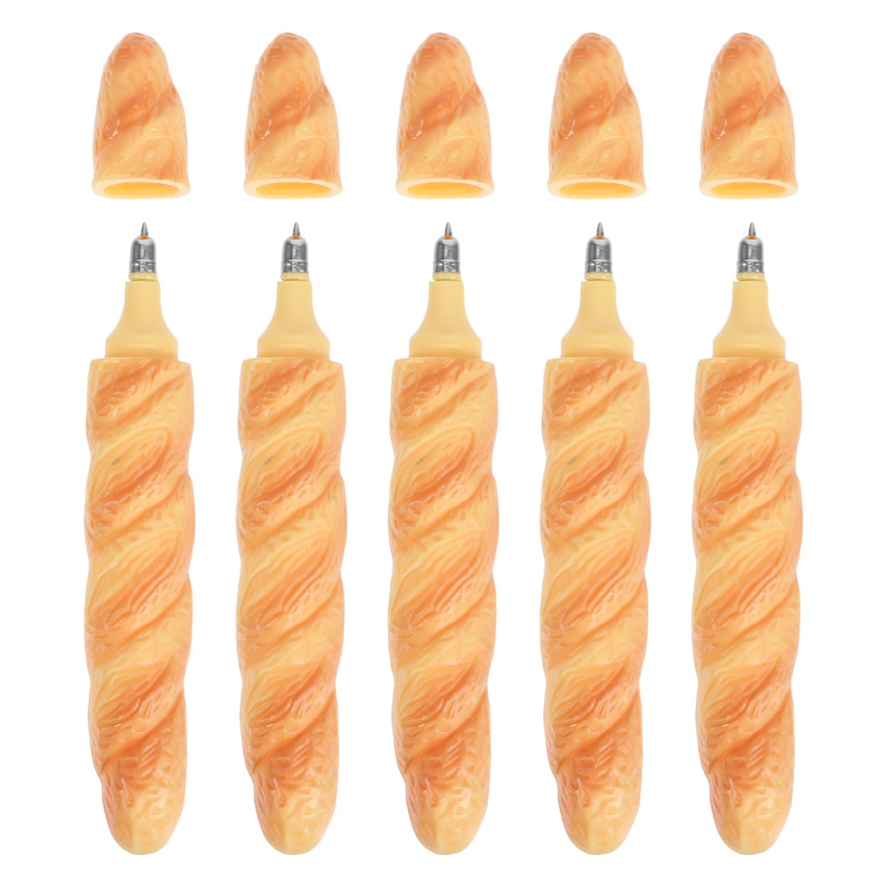 jojofuny 5Pcs Baguette Bread Pens Novelty Food Shaped Ballpoint Pen Smooth Writing Plastic Fake Loaf Model Cute Stationery for Office School Desk Decor Supplies 15cm
