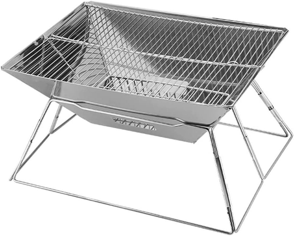 バーベキューグリル、ポータブルチャコールグリル、折りたたみ式換気バーベキューグリル、旅行、アウトドア、料理、キャンプでの使用、グレー ステンレススチールグリル  アウトドア ポータブル 炭 ホーム 折りたたみ ピクニック BBQ カーボン オーブン ストーブ 炭火焼き ... グリル キャンプ グリル 旅行 ピクニック ポータブル 炭火焼き アウトドア BBQ グリル 料理 ステンレススチール 折りたたみ