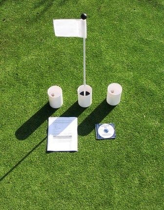Practice Putting Green - Natural or Synthetic - Accessory Kit - 3 Cups & White Marker Flag