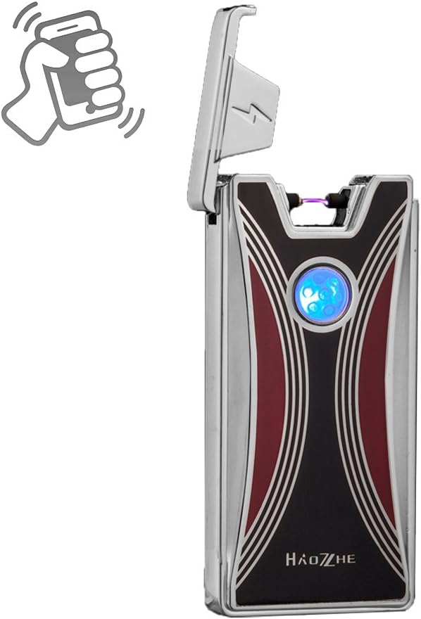 HAOZHEUSB Rechargeable Shake-induction Windproof Arc Lighter. (Metrical Silver)