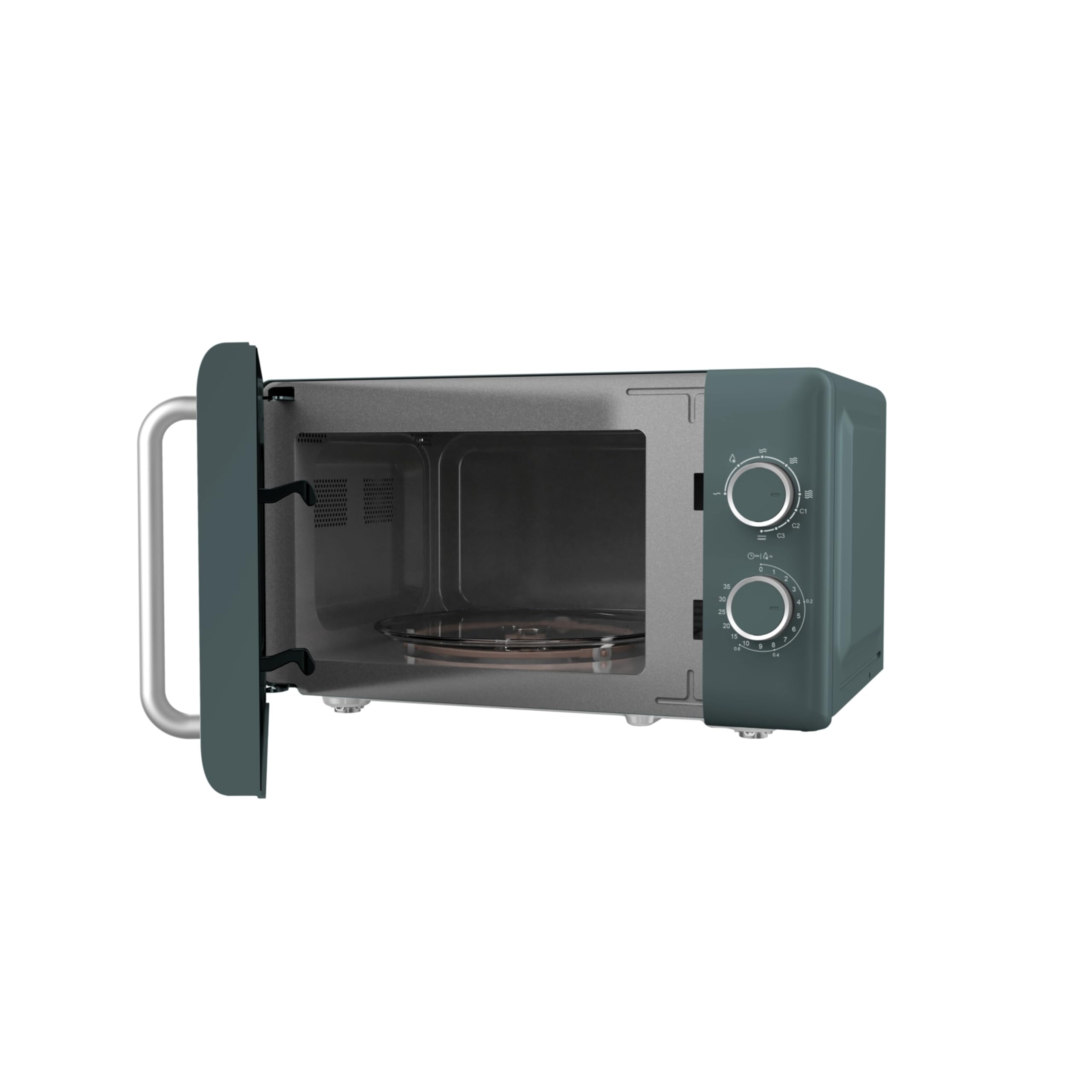 MEDION Retro Mikrowelle mit Grill klein (20 Liter kompakt, 800 Watt, 5 Mikrowellenstufen, 3 Kombi Programme, Timer, Auftaufunktion, MD100119) dunkelgrau