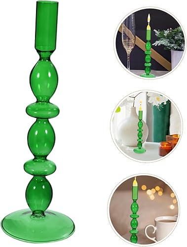 Miniatura 7 de BESPORTBLE Portavelas de cristal, portavelas cónico de vidrio, elegante candelabro de cristal, portavelas de vidrio decorativos para mesa de comedor