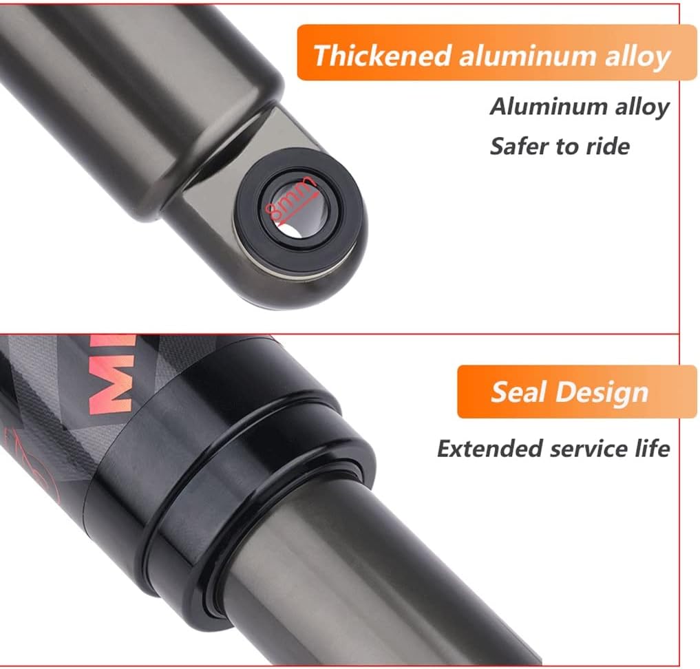 Mountain Bike Air Rear Shock Absorber, XC Soft Tail Frame Mountain Bike Folding Bike 125/150/165/190mm Rear Shock Absorber Suspension (Size : 165mm)