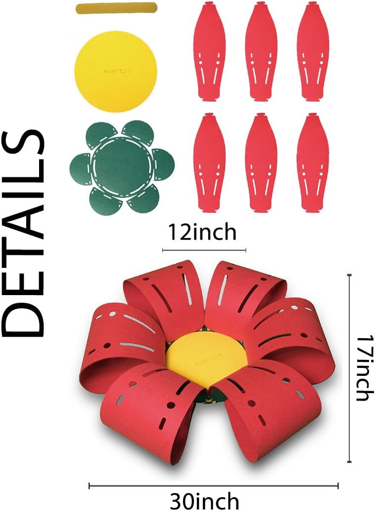 Eye-Catching Red Flower Cat Nest Felt Cat Nest Cat Tunnel Cat Chase Toy Anti-Flying Hair Self High Boredom Cat Nest Gift for Cats