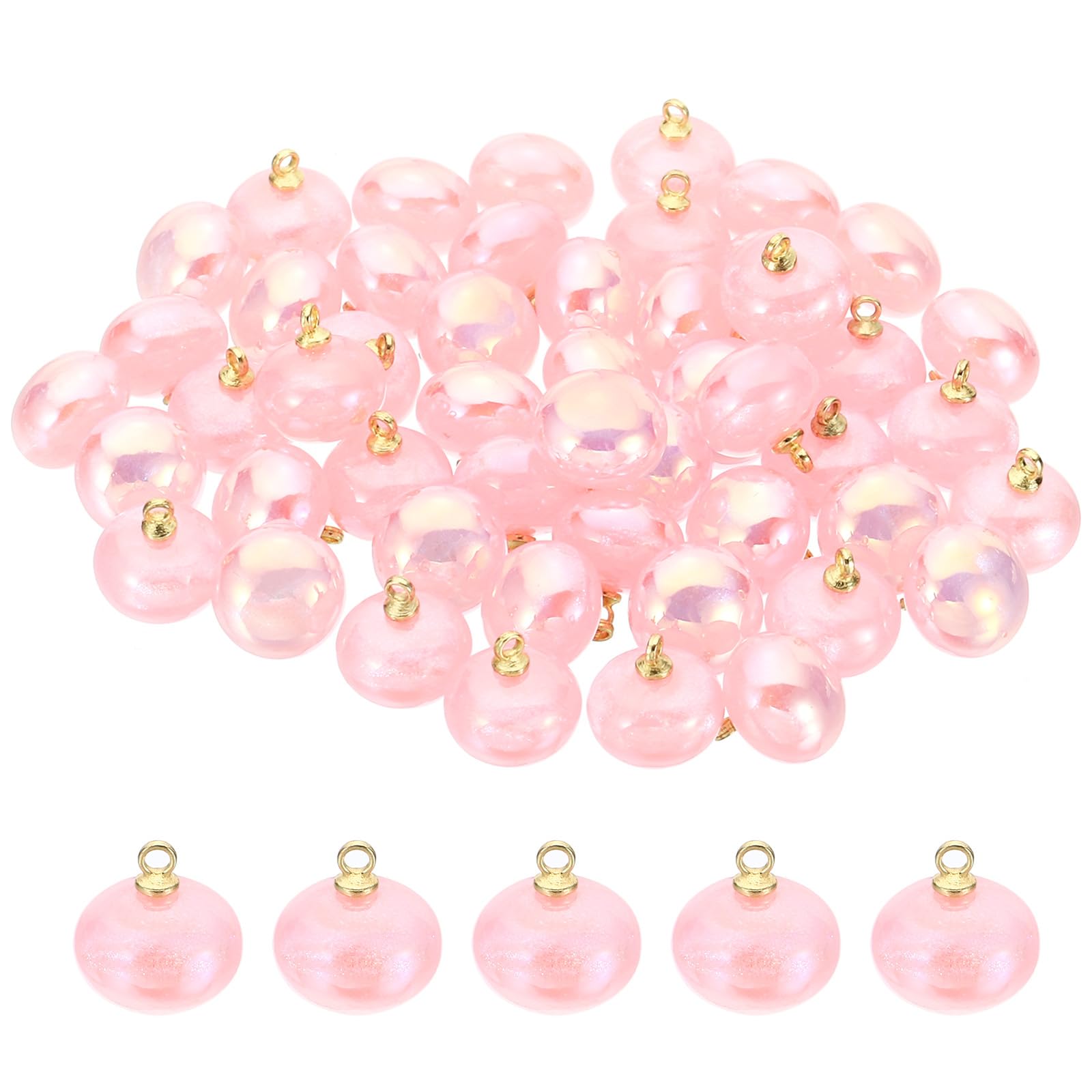 PATIKIL 12mm Beads Charm, 50Pcs Faux Pearl Bracelet Charm Pendant Chubby Beads Enamel Plating Bulk for Jewelry Making Bracelets Earrings Necklace, Pink — image 1