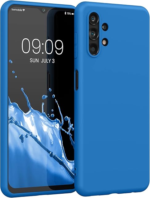 kwmobile Case Compatible with Samsung Galaxy A13 4G Case - Soft Slim Protective TPU Silicone Cover - Blue Reef