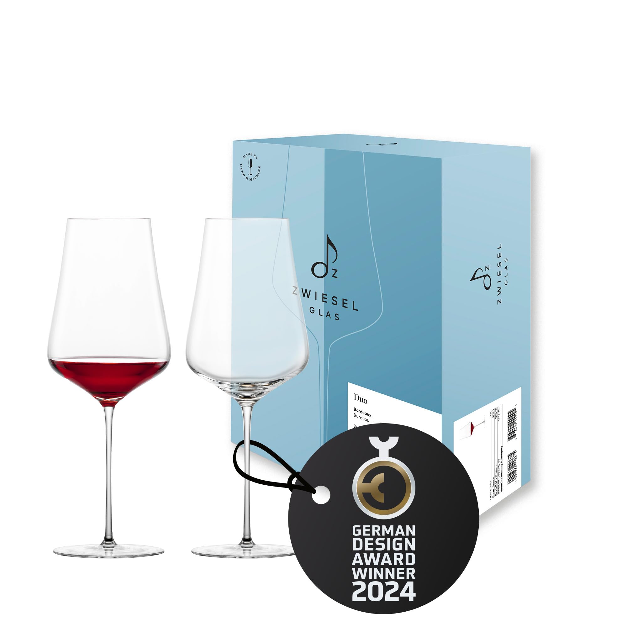 Zwiesel Glas Copas de vino tinto burdeos Duo (2 unidades) | Cristal de Burdeos hecho a mano y a máquina para vino tinto pesado (medio) apto para lavavajillas
